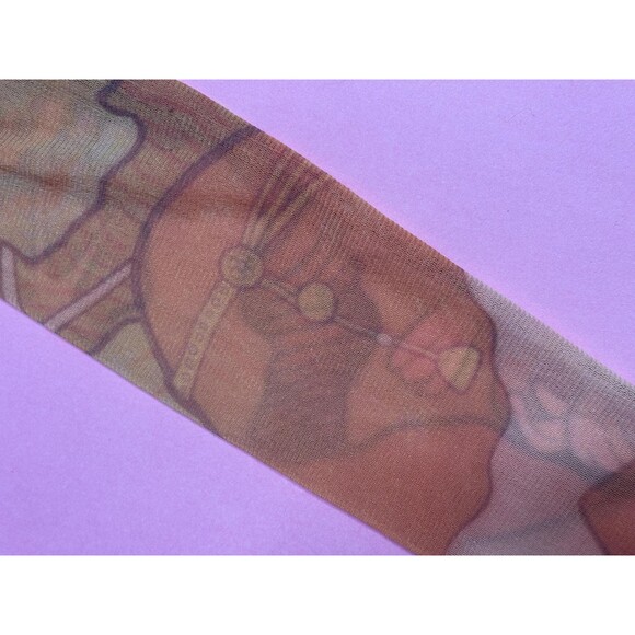 Y2K ALPHONSE MUCHA Art NOUVEAU Print Mesh Long Sleeve Blouse W/Rhinestones. XS-S - Picture 14 of 16